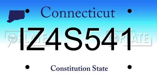 IZ4S541 Connecticut License Plate
