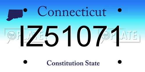 IZ51071 Connecticut License Plate