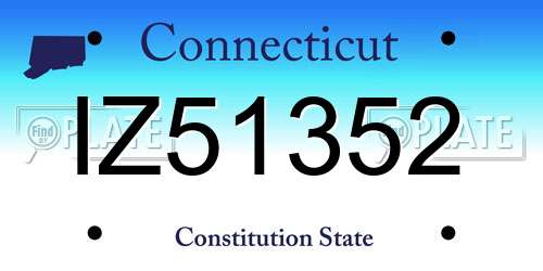 IZ51352 Connecticut License Plate