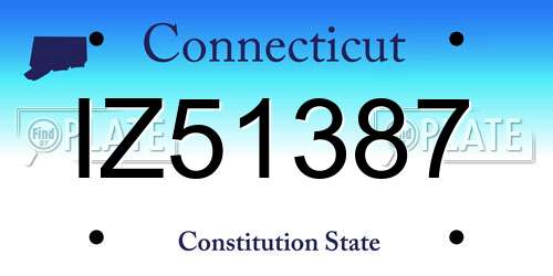IZ51387 Connecticut License Plate