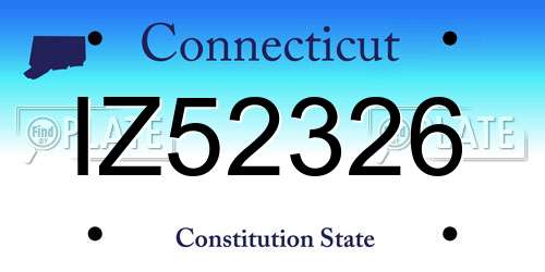 IZ52326 Connecticut License Plate