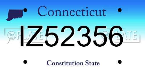 IZ52356 Connecticut License Plate