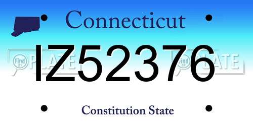 IZ52376 Connecticut License Plate