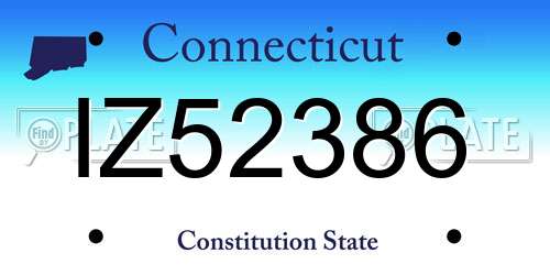 IZ52386 Connecticut License Plate
