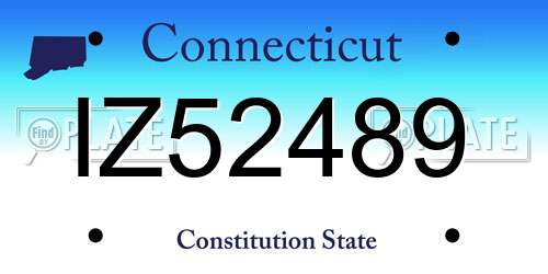 IZ52489 Connecticut License Plate