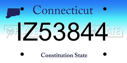 IZ53844 Connecticut License Plate