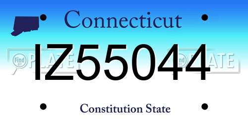 IZ55044 Connecticut License Plate