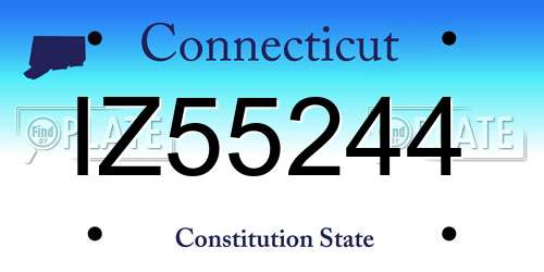 IZ55244 Connecticut License Plate