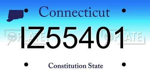 IZ55401 Connecticut License Plate