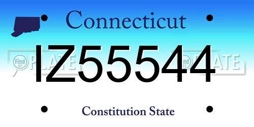 IZ55544 Connecticut License Plate