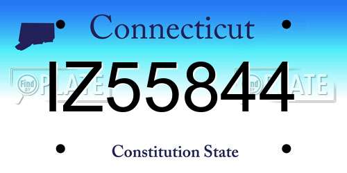 IZ55844 Connecticut License Plate
