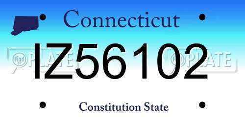 IZ56102 Connecticut License Plate