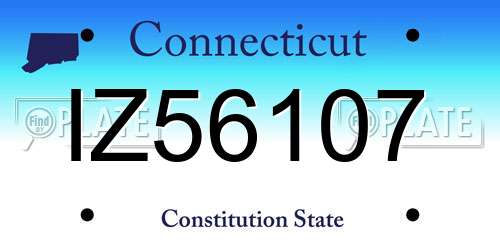IZ56107 Connecticut License Plate