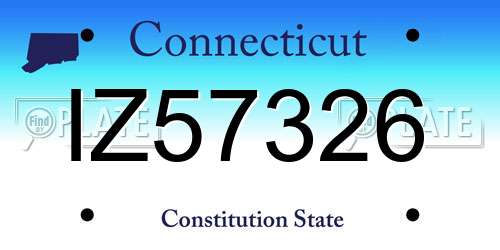 IZ57326 Connecticut License Plate