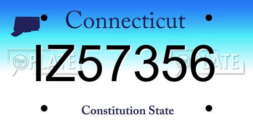 IZ57356 Connecticut License Plate
