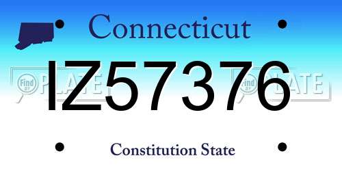 IZ57376 Connecticut License Plate