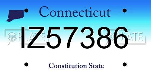 IZ57386 Connecticut License Plate