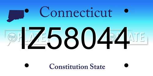IZ58044 Connecticut License Plate