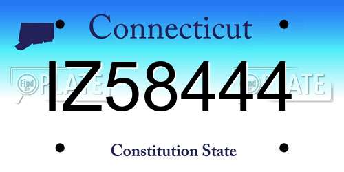 IZ58444 Connecticut License Plate