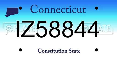 IZ58844 Connecticut License Plate