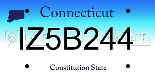 IZ5B244 Connecticut License Plate