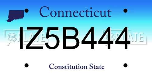 IZ5B444 Connecticut License Plate