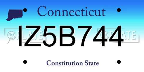 IZ5B744 Connecticut License Plate