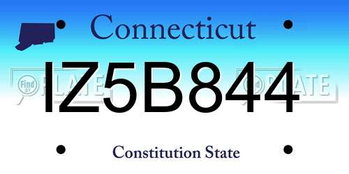 IZ5B844 Connecticut License Plate
