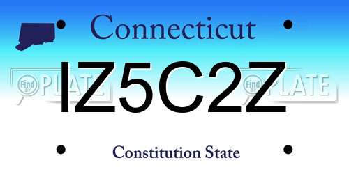 IZ5C2Z Connecticut License Plate