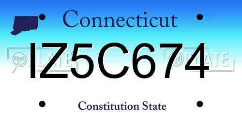 IZ5C674 Connecticut License Plate