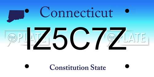 IZ5C7Z Connecticut License Plate