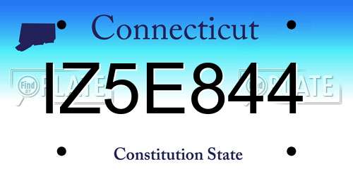 IZ5E844 Connecticut License Plate