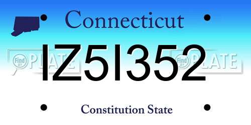 IZ5I352 Connecticut License Plate