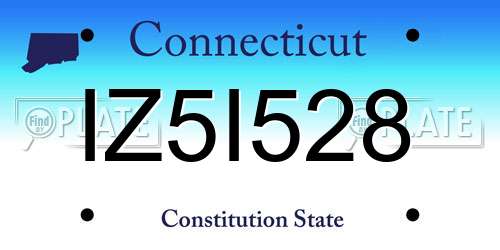 IZ5I528 Connecticut License Plate