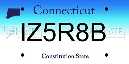 IZ5R8B Connecticut License Plate