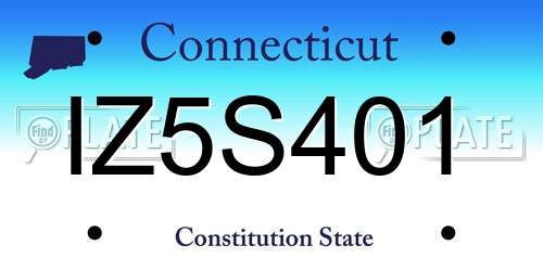 IZ5S401 Connecticut License Plate