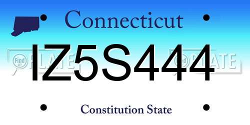 IZ5S444 Connecticut License Plate