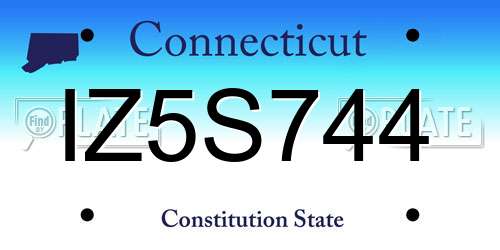 IZ5S744 Connecticut License Plate