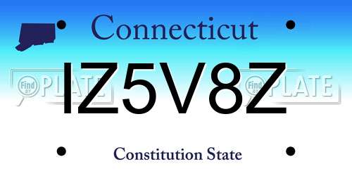 IZ5V8Z Connecticut License Plate