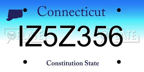 IZ5Z356 Connecticut License Plate