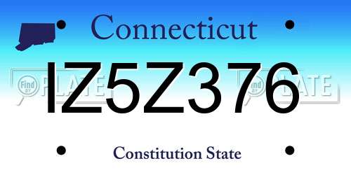 IZ5Z376 Connecticut License Plate
