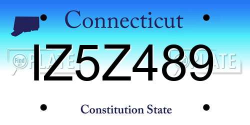 IZ5Z489 Connecticut License Plate