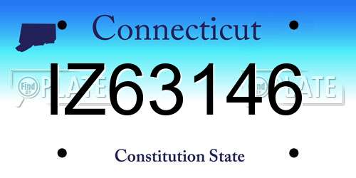 IZ63146 Connecticut License Plate