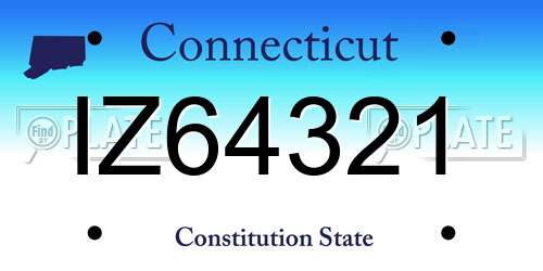 IZ64321 Connecticut License Plate