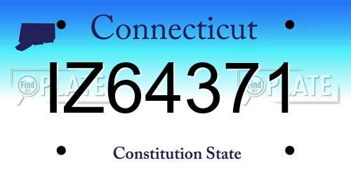 IZ64371 Connecticut License Plate