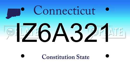 IZ6A321 Connecticut License Plate