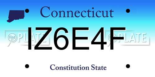 IZ6E4F Connecticut License Plate