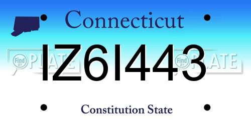 IZ6I443 Connecticut License Plate
