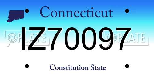 IZ70097 Connecticut License Plate