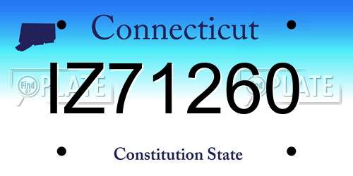 IZ71260 Connecticut License Plate